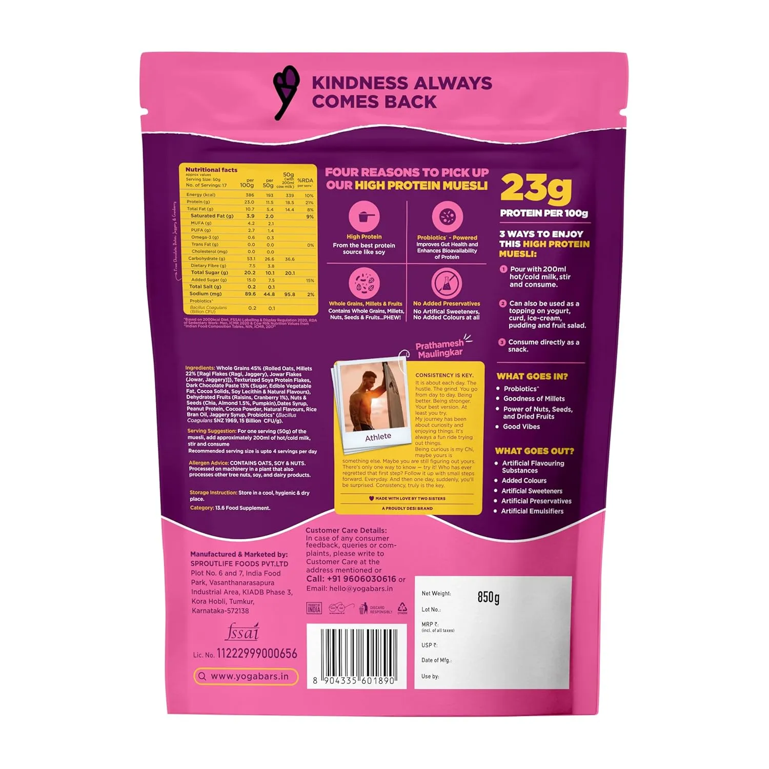 Yogabar High Protein Choco Almond & Cranberry Muesli 3