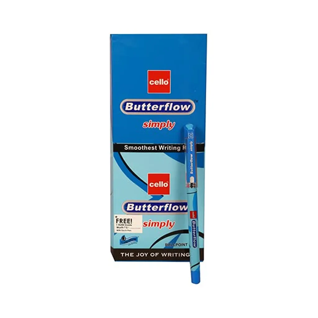 Cello Butterflow Simply Ball Pen 5 Pc Pack - Blue