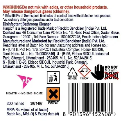 Harpic Lemon Bathroom Cleaner 2