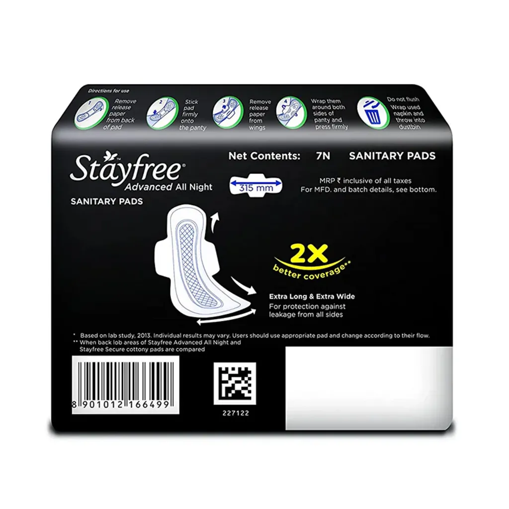 Stayfree Advanced All Night Sanitary Pads with Wings - XXL 1