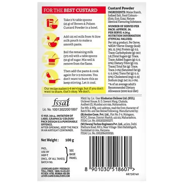 Brown & Polson Vanilla Custard Powder 1