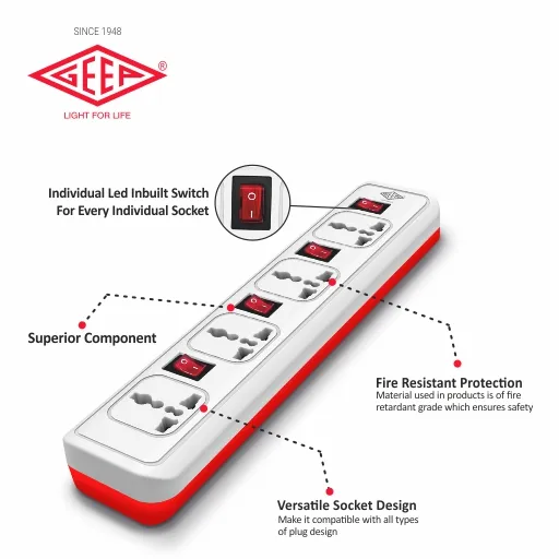Geep Extreme 4+4 Power Strip with 2 Meter Cable 1