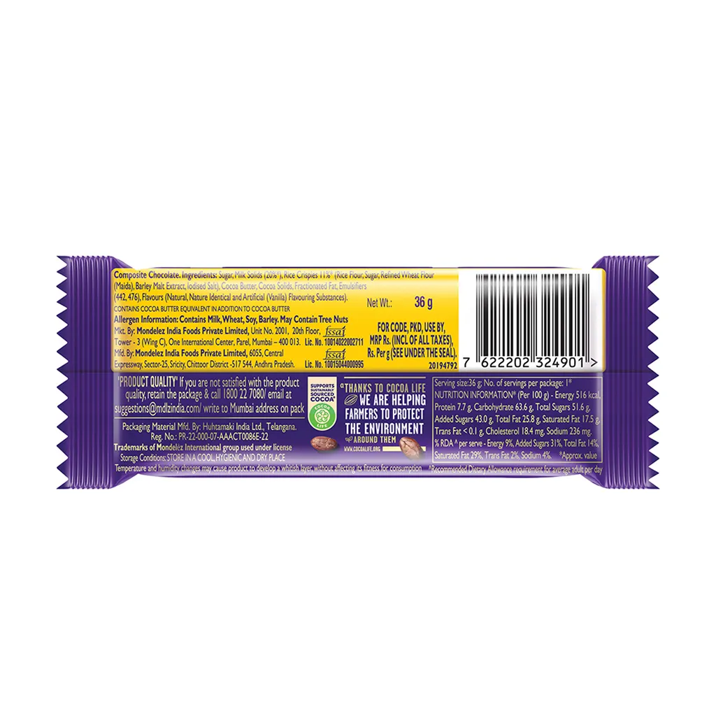 Cadbury Dairy Milk Crackle Chocolate Bar 1