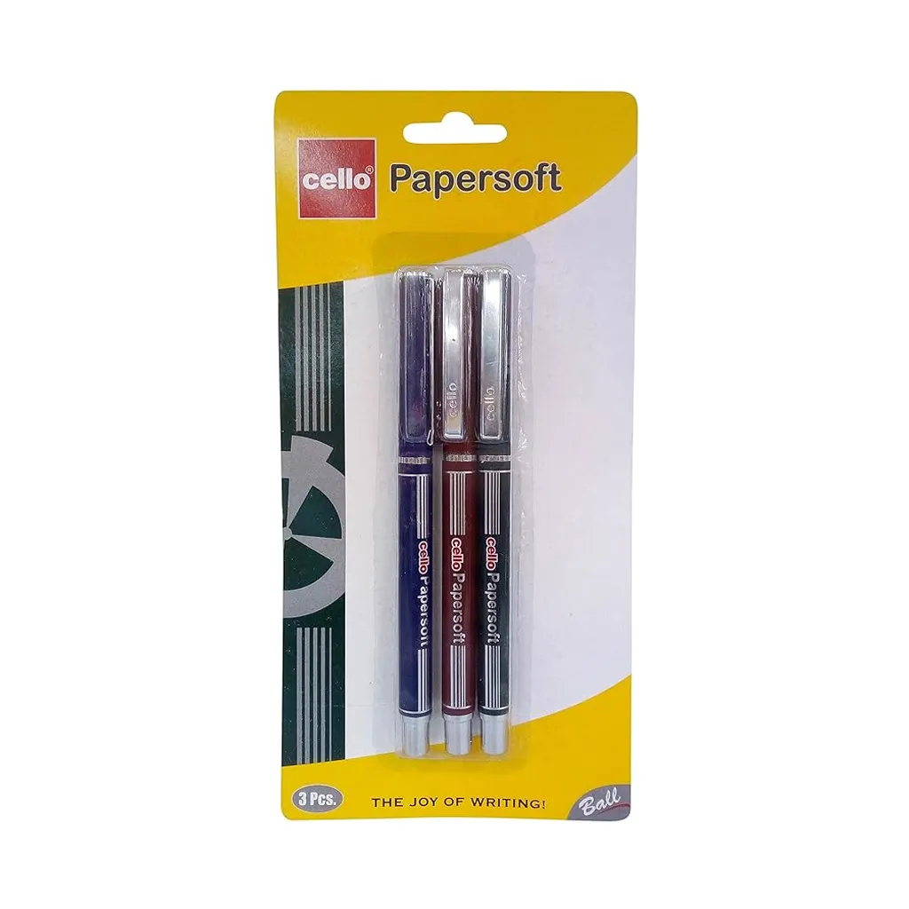 Cello Papersoft Ball Pen 3 Pc Pack - Blue
