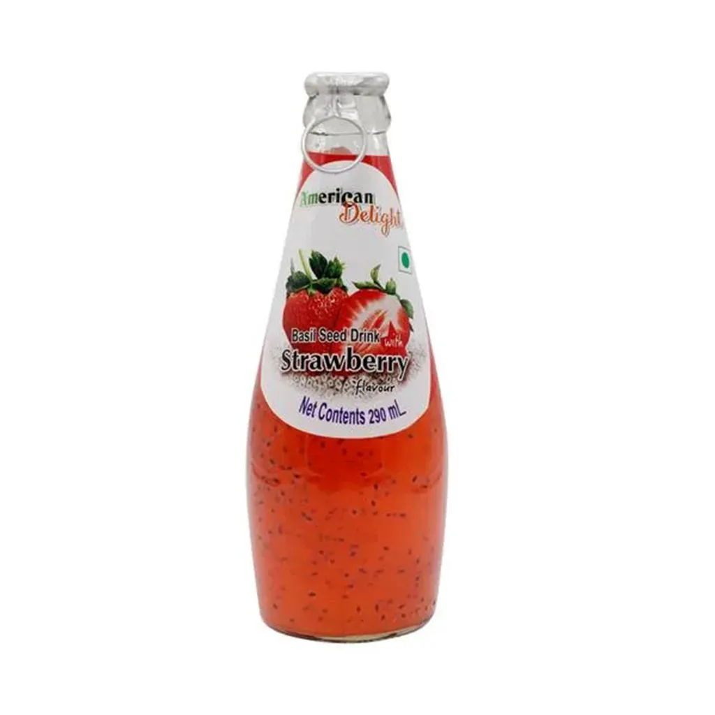 Americano Basil Seeds with Strawberry Drink