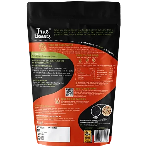 True Elements Rolled Oats 500g 1