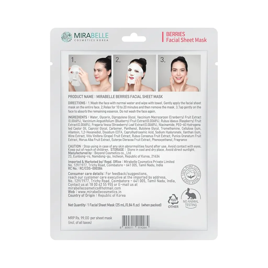Mirabelle Korea Berries Fairness Facial Mask 1