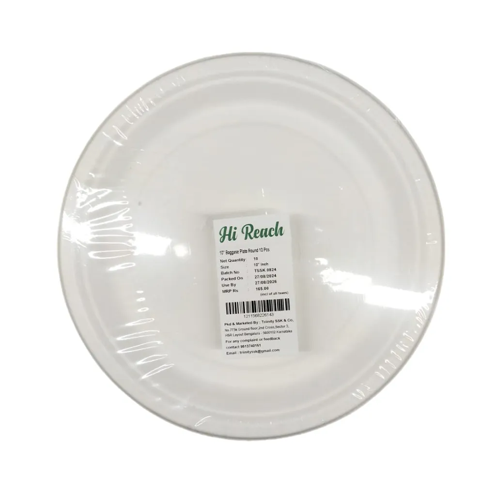Hi-Reach Bagasse Round Plate - 10 inch