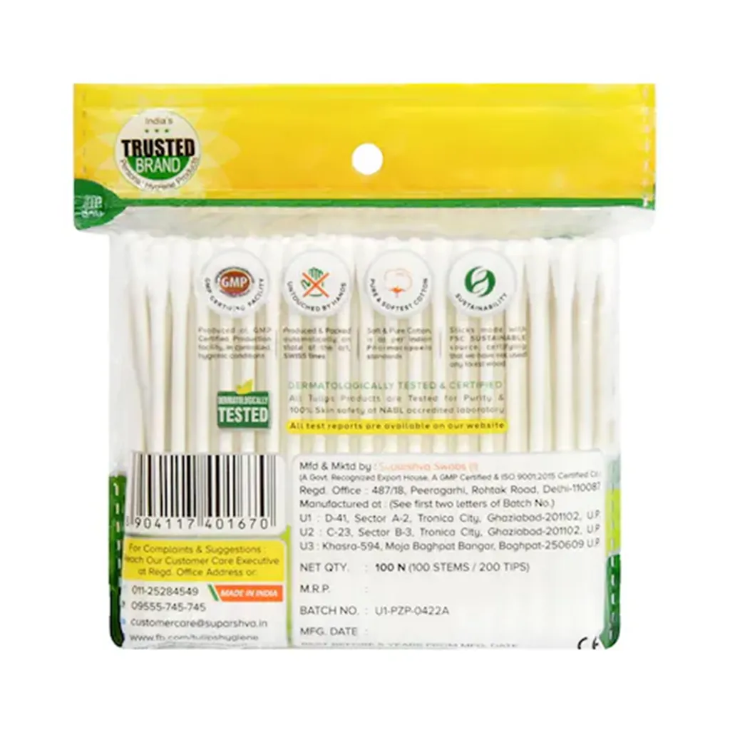 Tulips Paper Stick Cotton Swabs Pouch - 100 nos 1