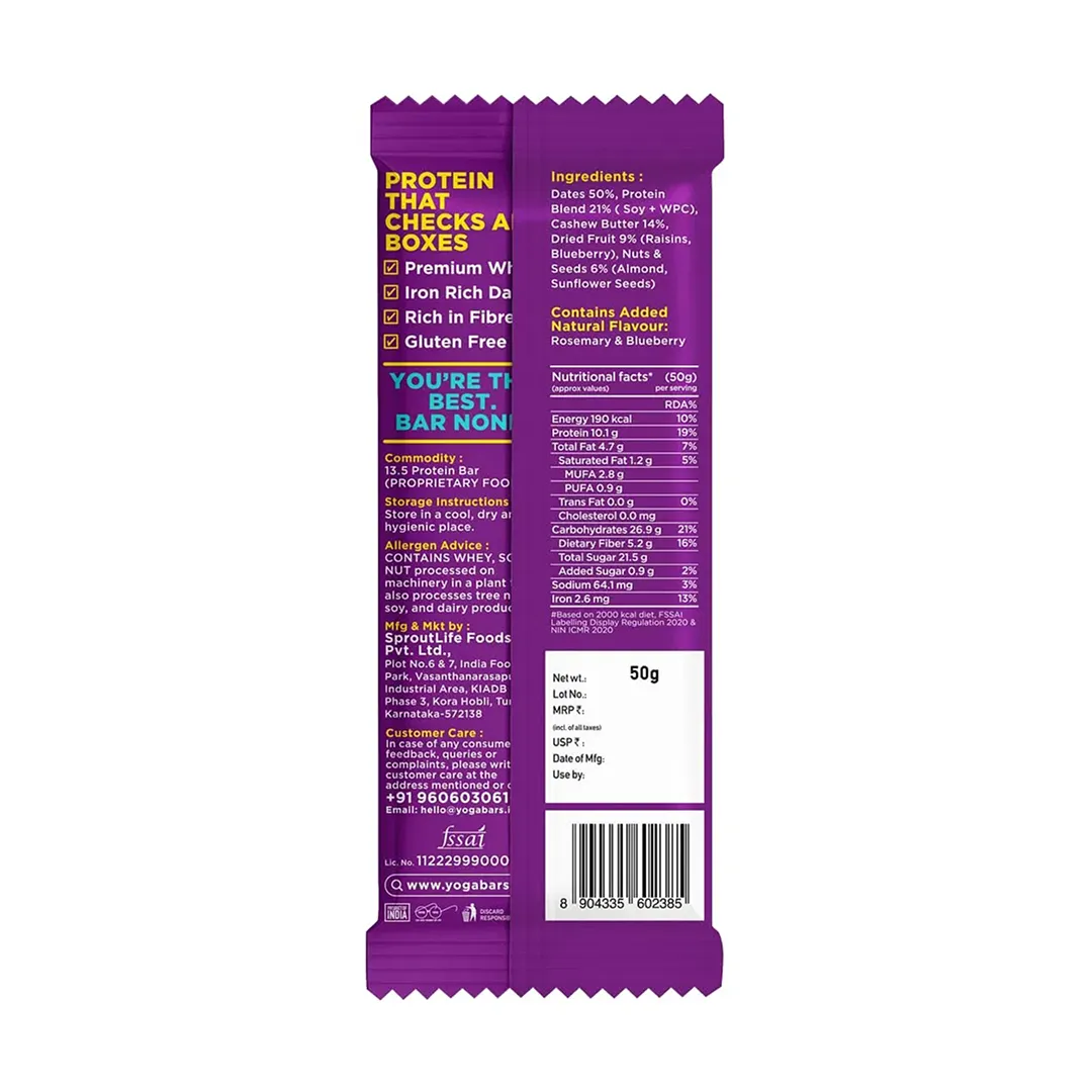 Yogabar Protein Bar Blueberry Blast 1