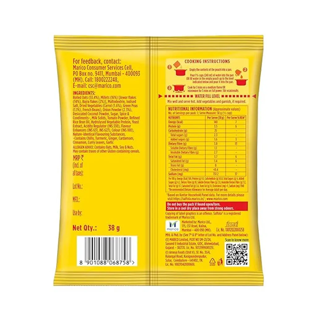 Saffola Veggie Twist Masala Oats 1