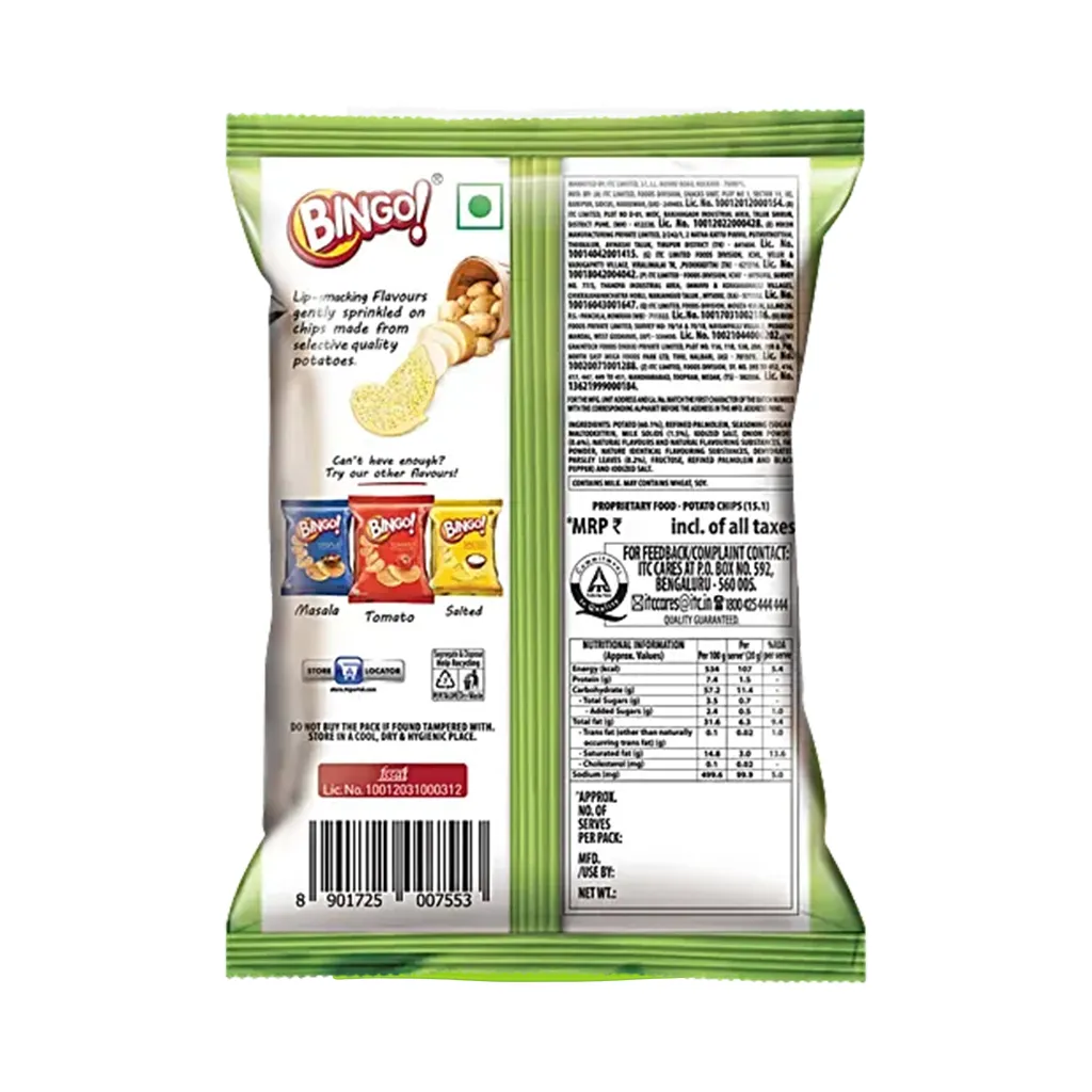 Bingo Patato Chips Cream Onion 1