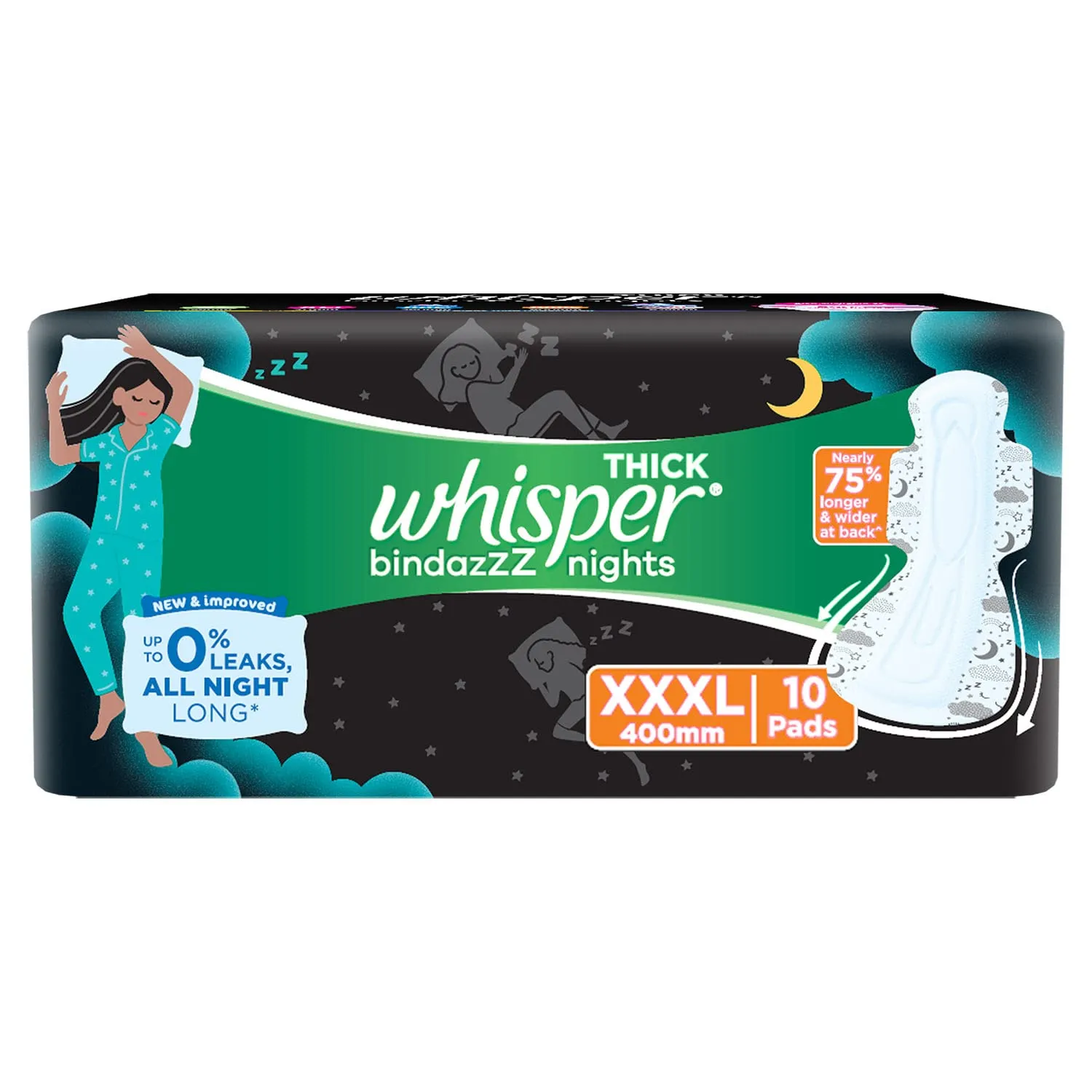 Whisper Bindazzz Nights Sanitary Pads - XXXL