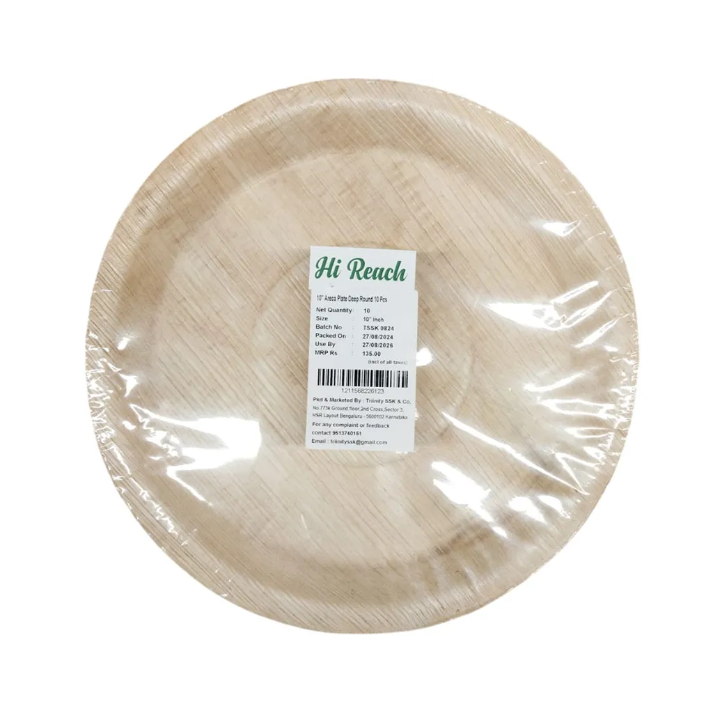 Hi-Reach Areca Deep Round Plate - 10 inch