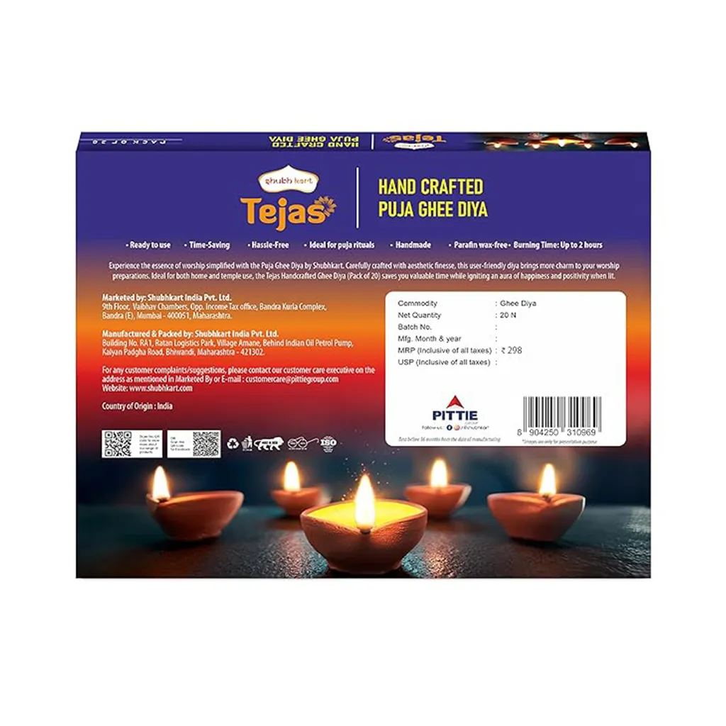 Tejas Handcrafted Ghee Diya Small - Pack of 20 1