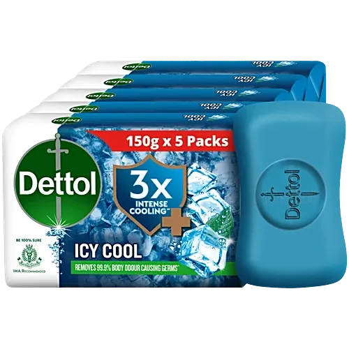 Dettol Intense Cool Bar Soap (Pack of 5)