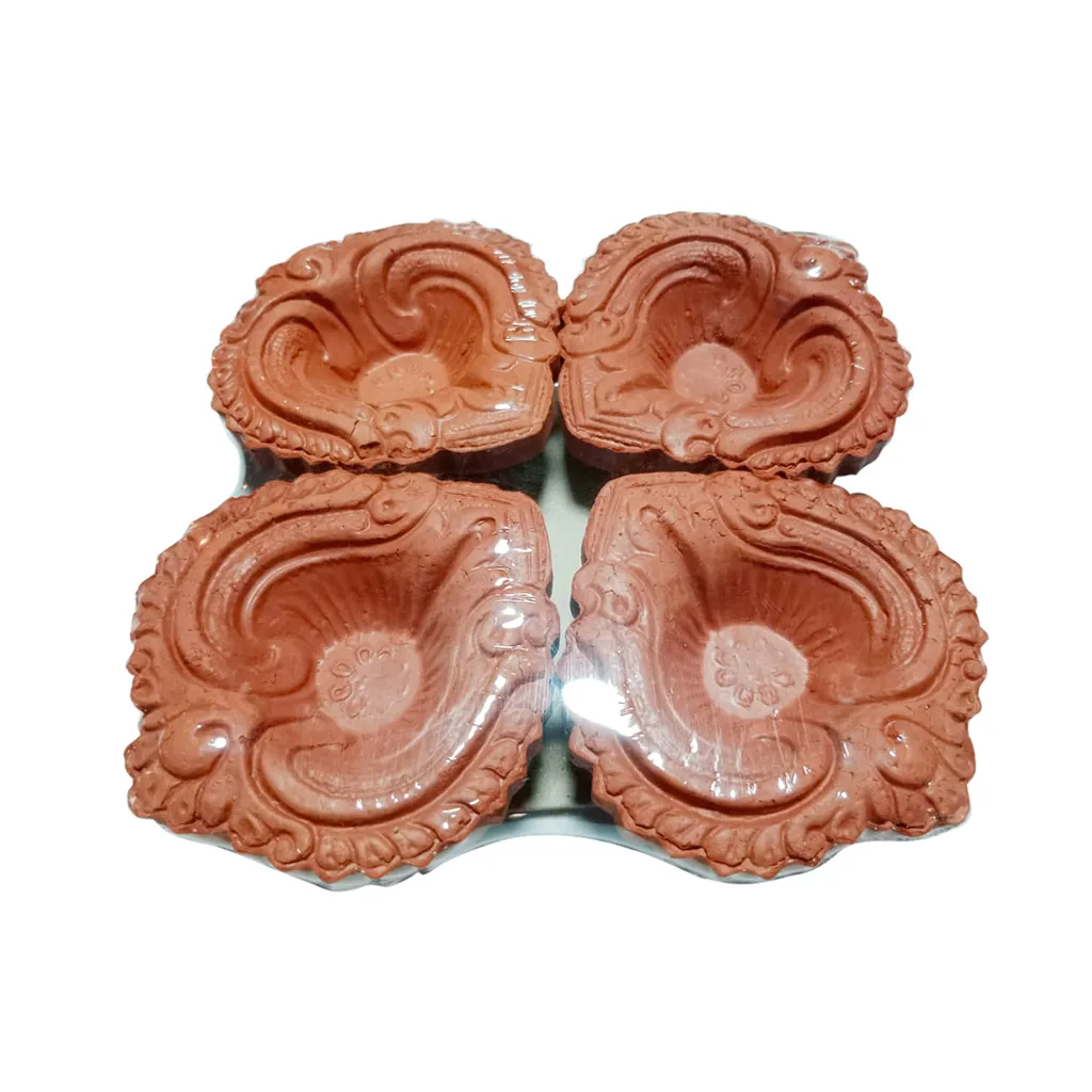 SLN Peacock Design Diya - Pack of 4