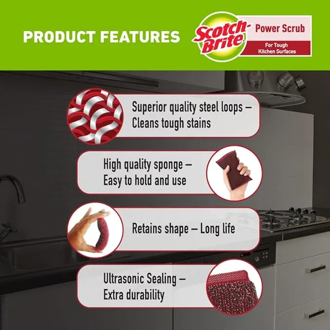 Scotch-Brite Power Scrub For Tough Kitchen Surfaces 3