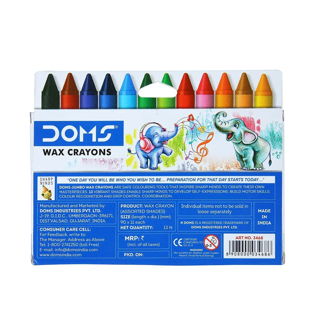 Doms Jumbo Wax Crayons - 12 Shades 1