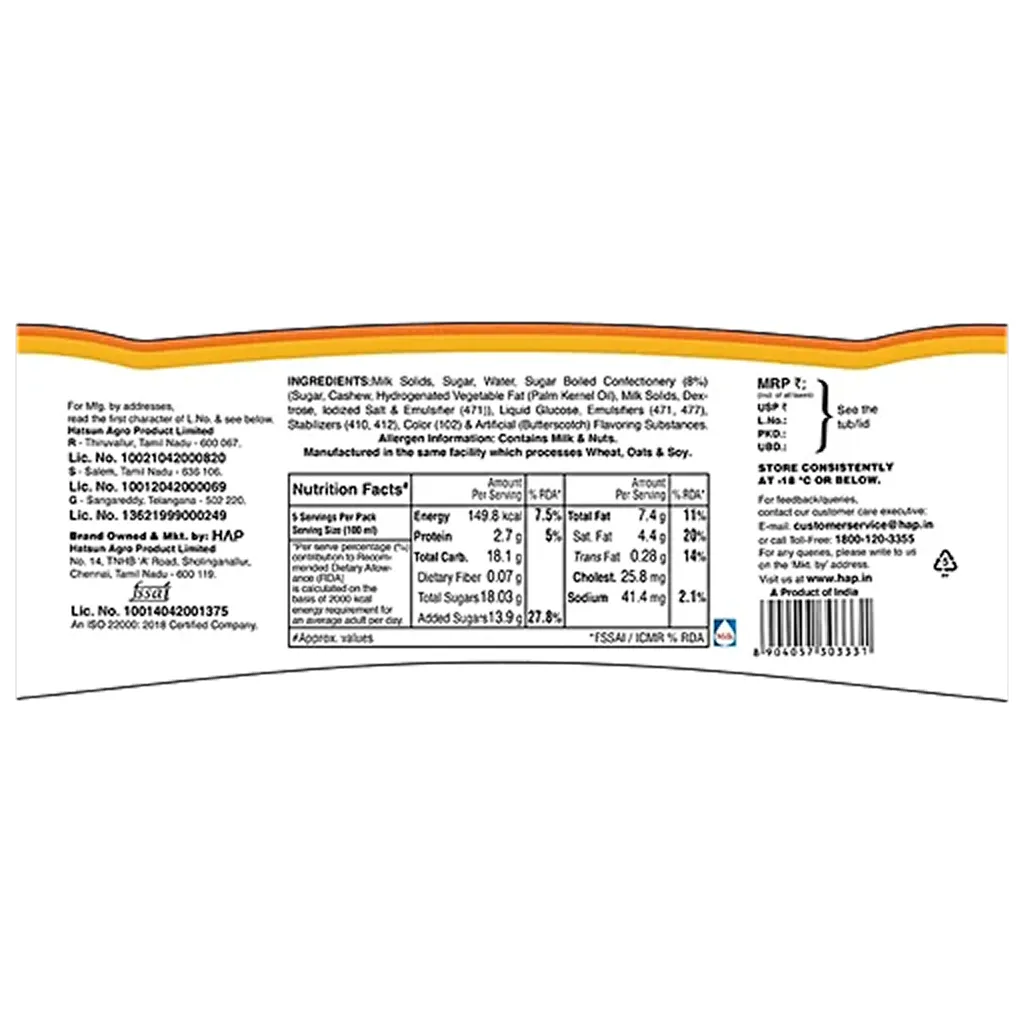 Arun Ice Cream Butterscotch Flavoured 1 Ltr 1