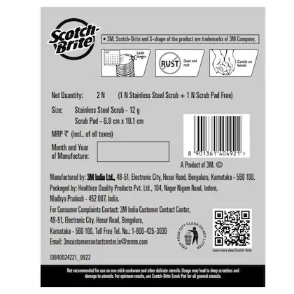 Scotch Brite Stainless Steel Scrub Pad Combo Pack 1