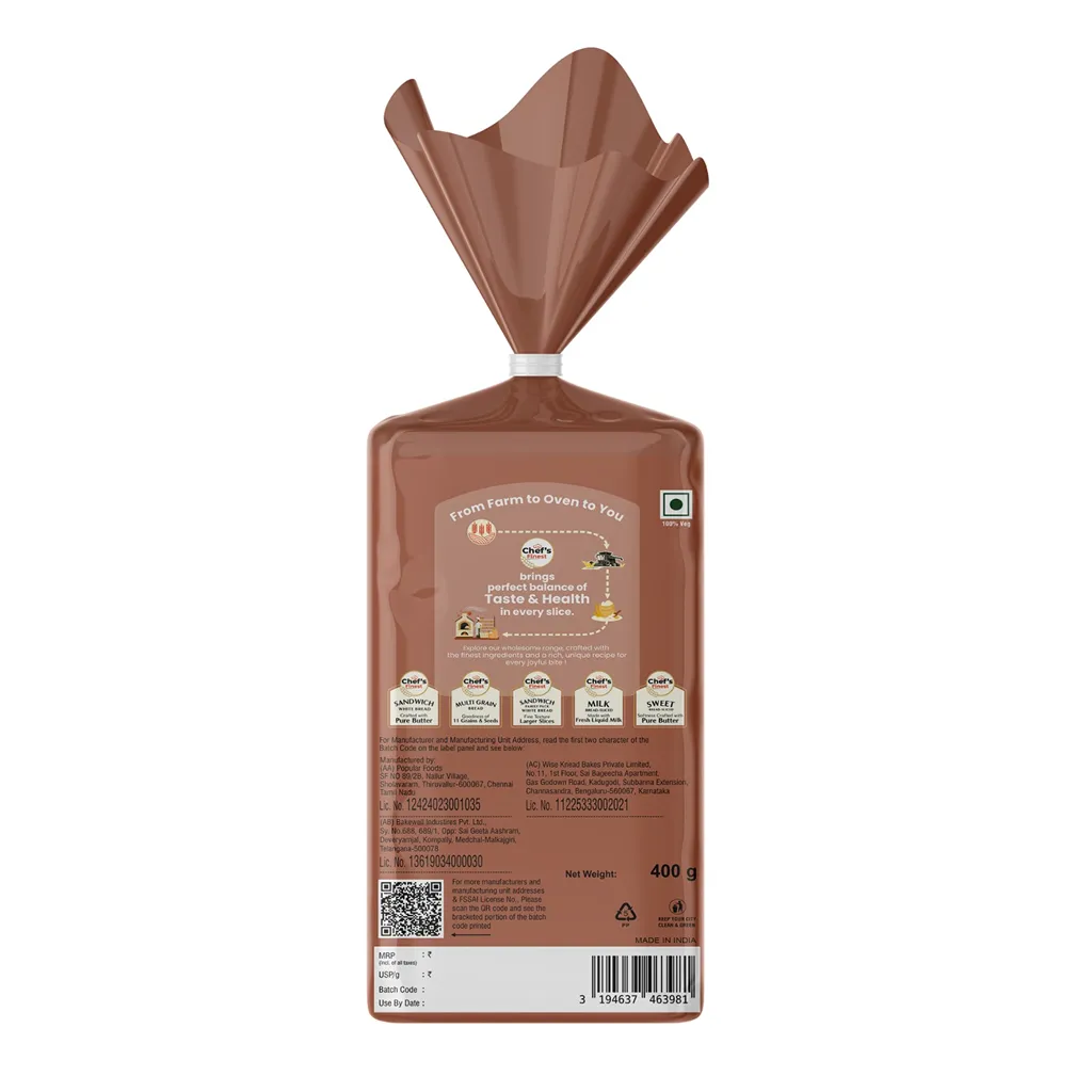 Chef's Finest Whole Wheat Bread - Zero Maida, 100% Whole Wheat 1
