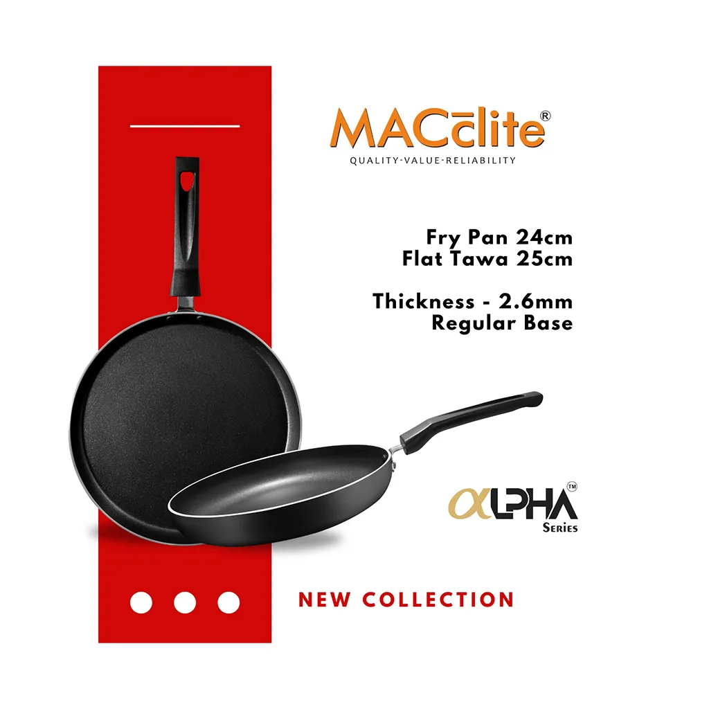 Macclite Flat Tawa and Frying Pan Combo of 2 1