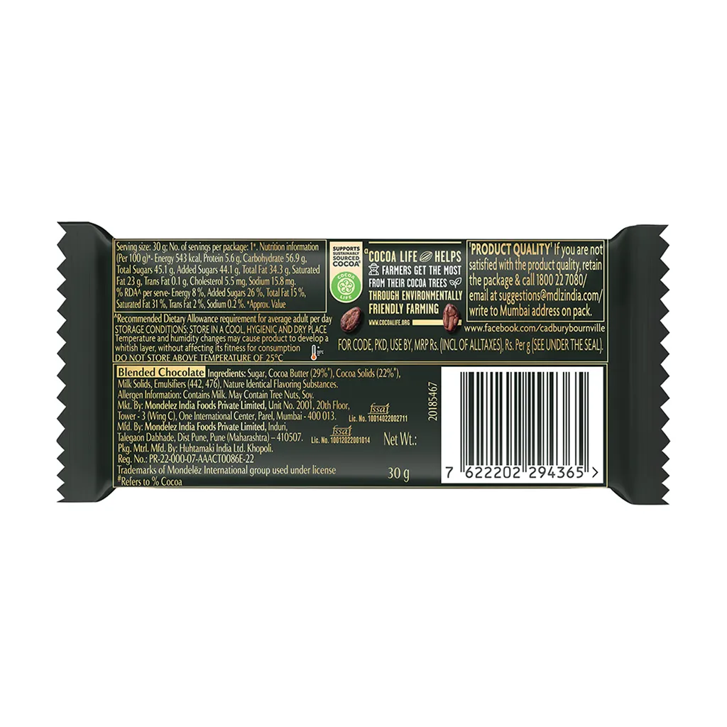 Cadbury Bournville Rich Cocoa Dark Chocolate Bar 1