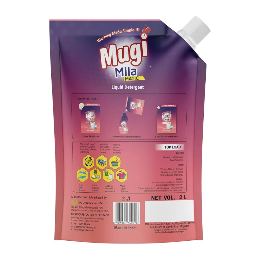 Mugi Mila Top Load Liquid Detergent Pouch 1
