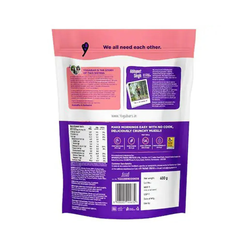 Yogabar Muesli Dark Chocolate & Cranberry 1