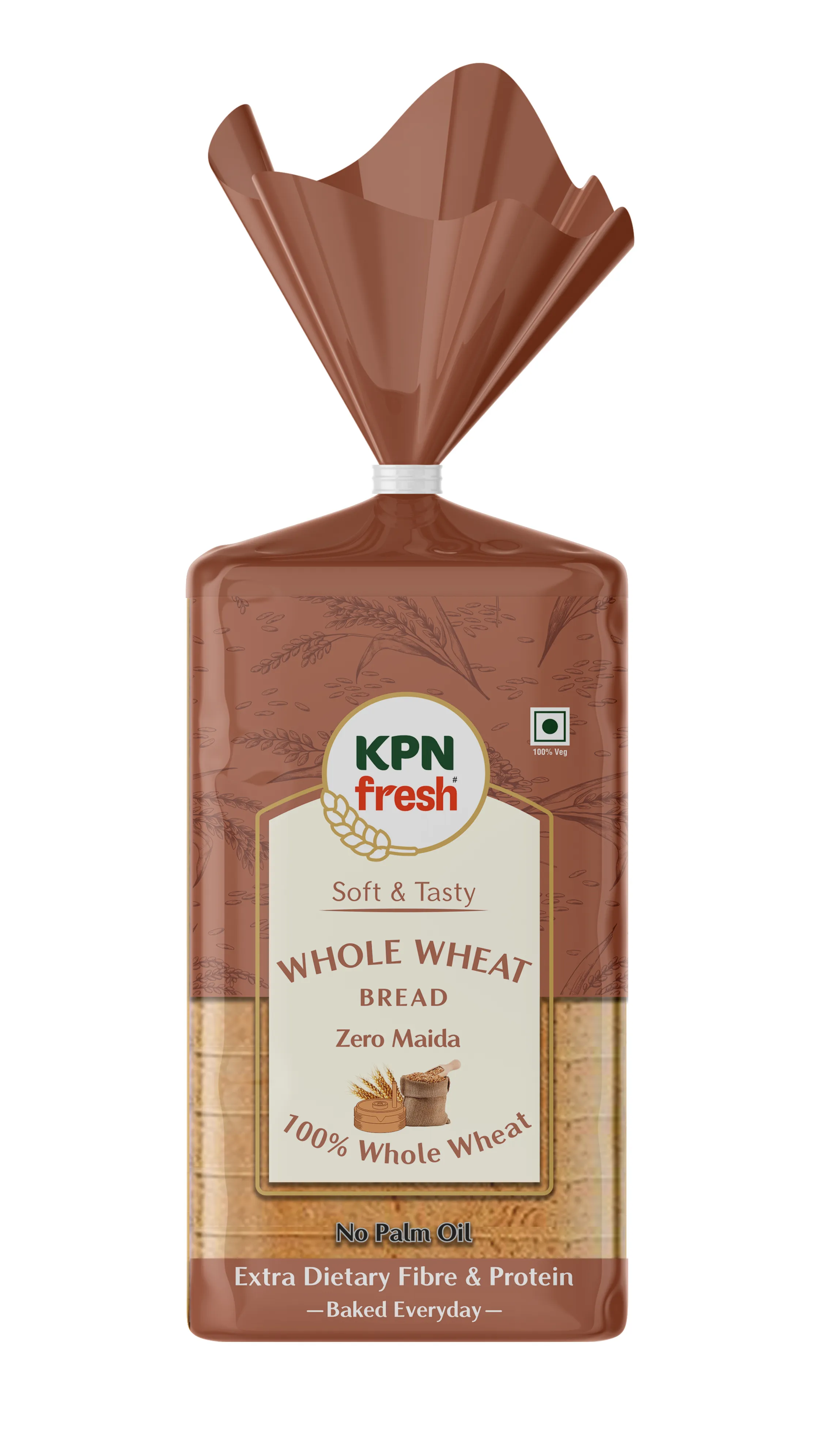 KPN Fresh Whole Wheat Bread - Zero Maida, 100% Whole Wheat