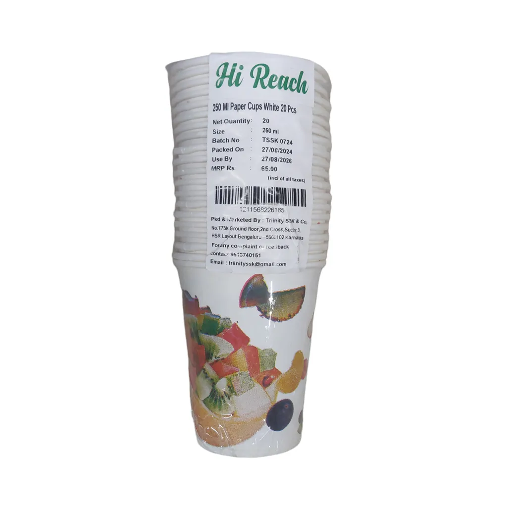 Hi-Reach White Paper Cups - 250ml