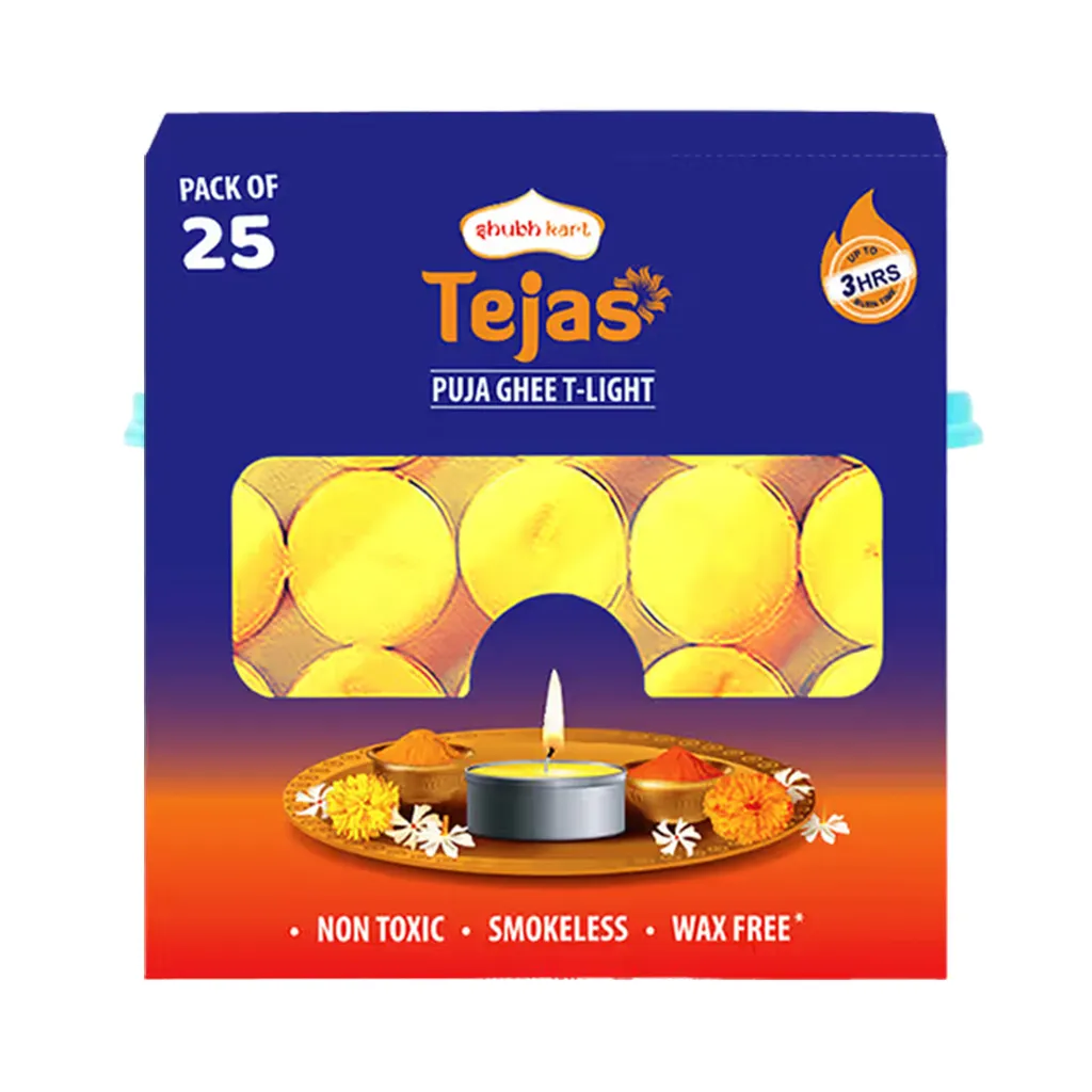 Shubhkart Tejas Ghee T-Light Candle - Pack of 25