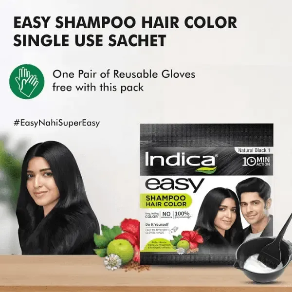Indica Easy Natural Black Shampoo Hair Colour  2