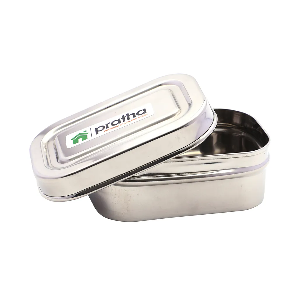Pratha Rectangle Stainless Steel Dabbi No.1 3