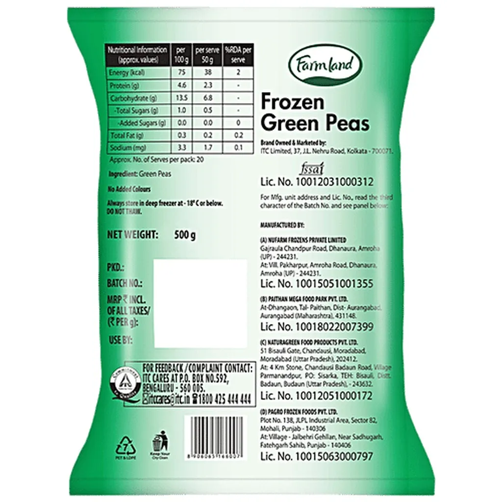 Farmland Green Peas Frozen Veg 1