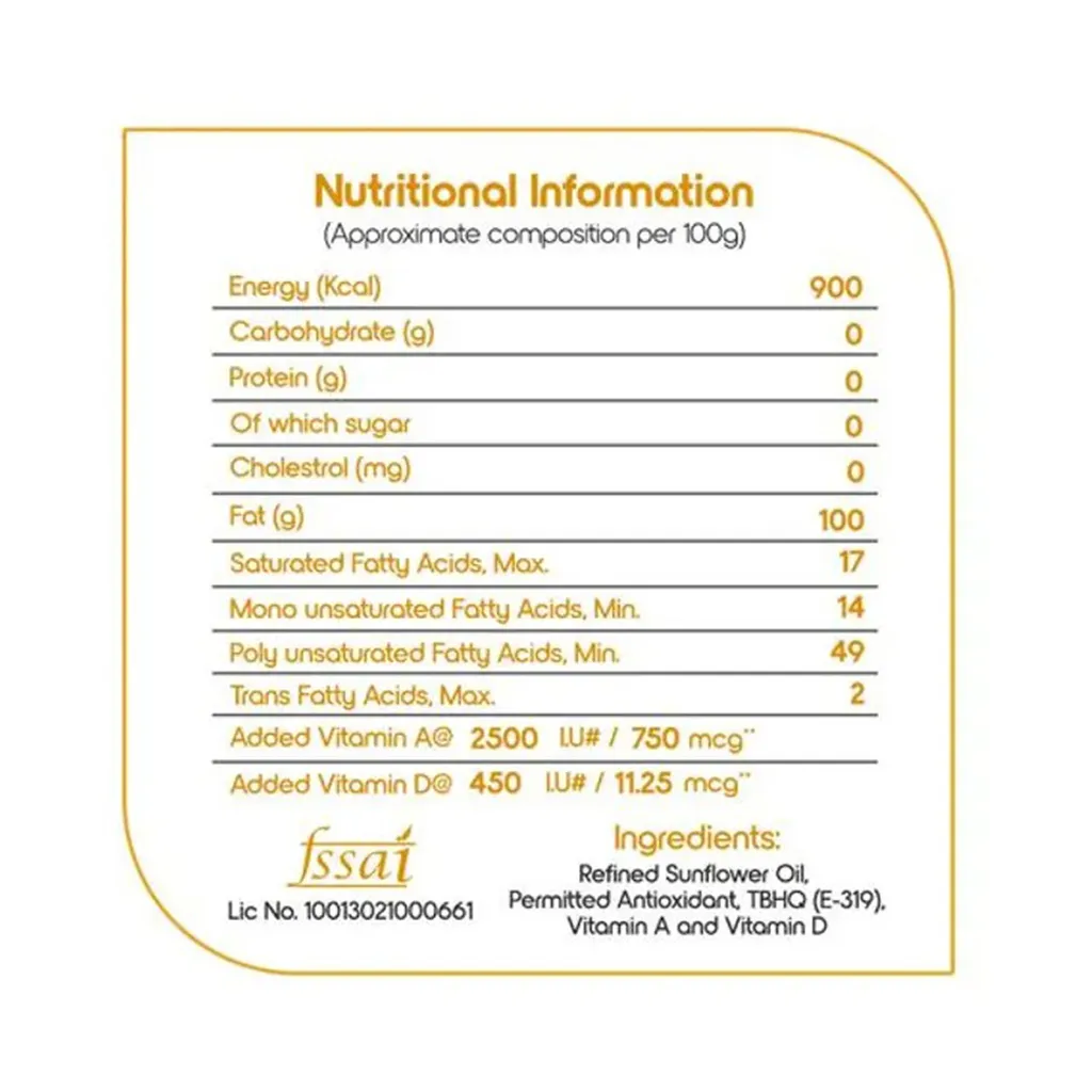 Fortune Sunlite Sunflower Refined Oil Pouch 3