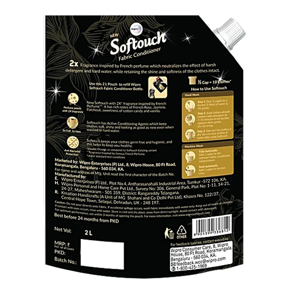 Wipro Softouch 2X French Perfume Fabric Conditioner 1
