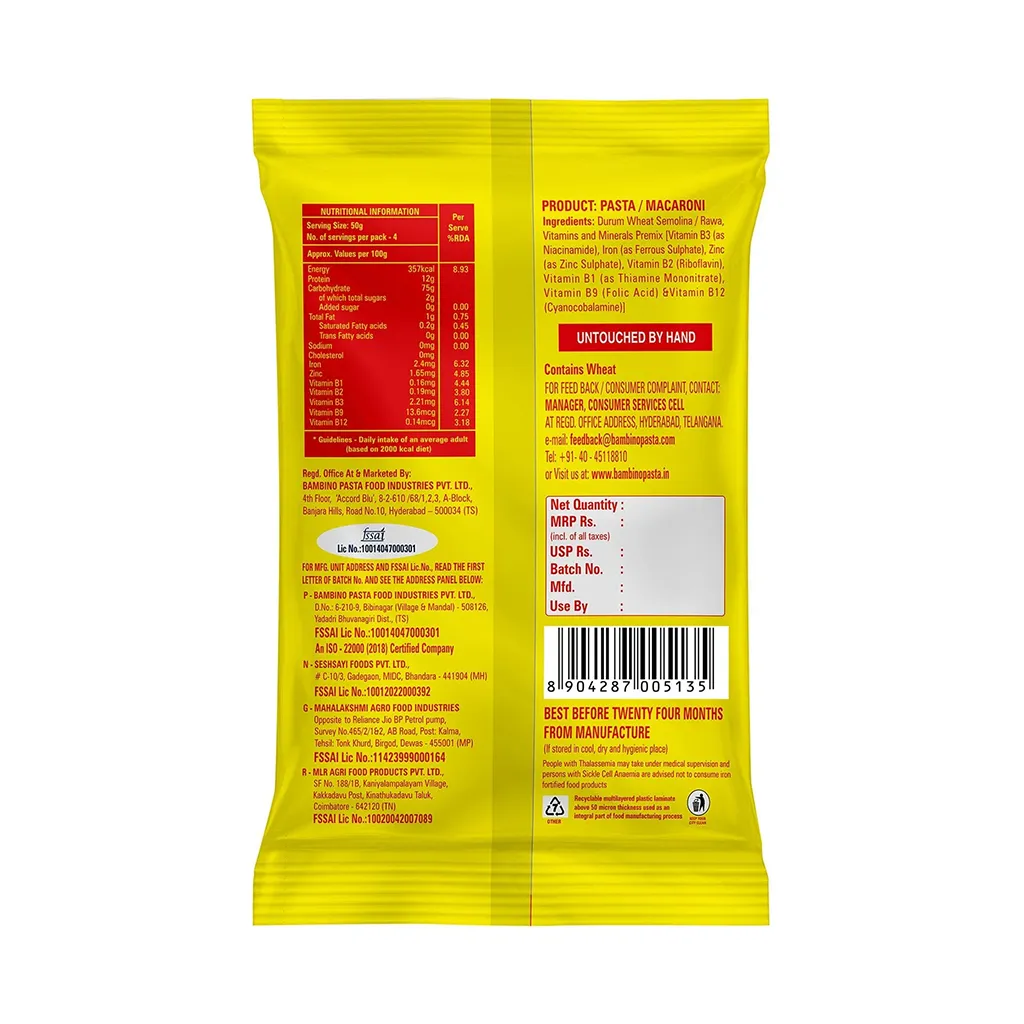 Bambino Macaroni Penne Pasta 1