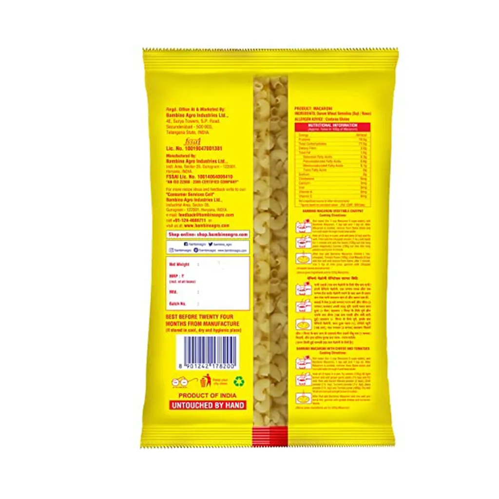 Bambino Macaroni Elbow Pasta 1