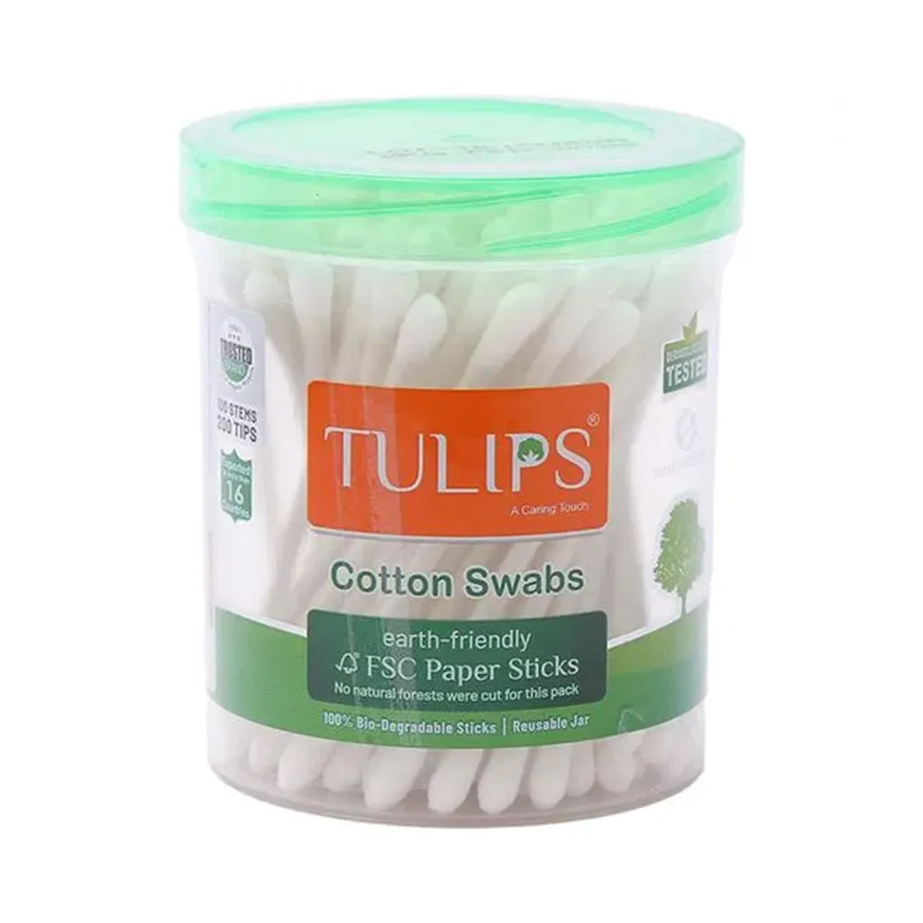 Tulips Paper Stick Cotton Swab Jar - 100 Nos