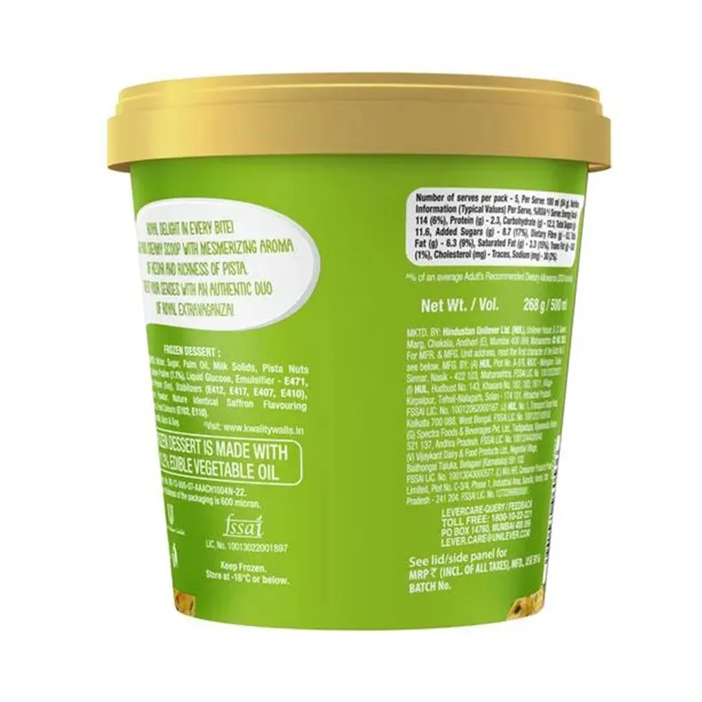 Kwality Walls Masjestic Kesar Pista Ice Cream Tub 1