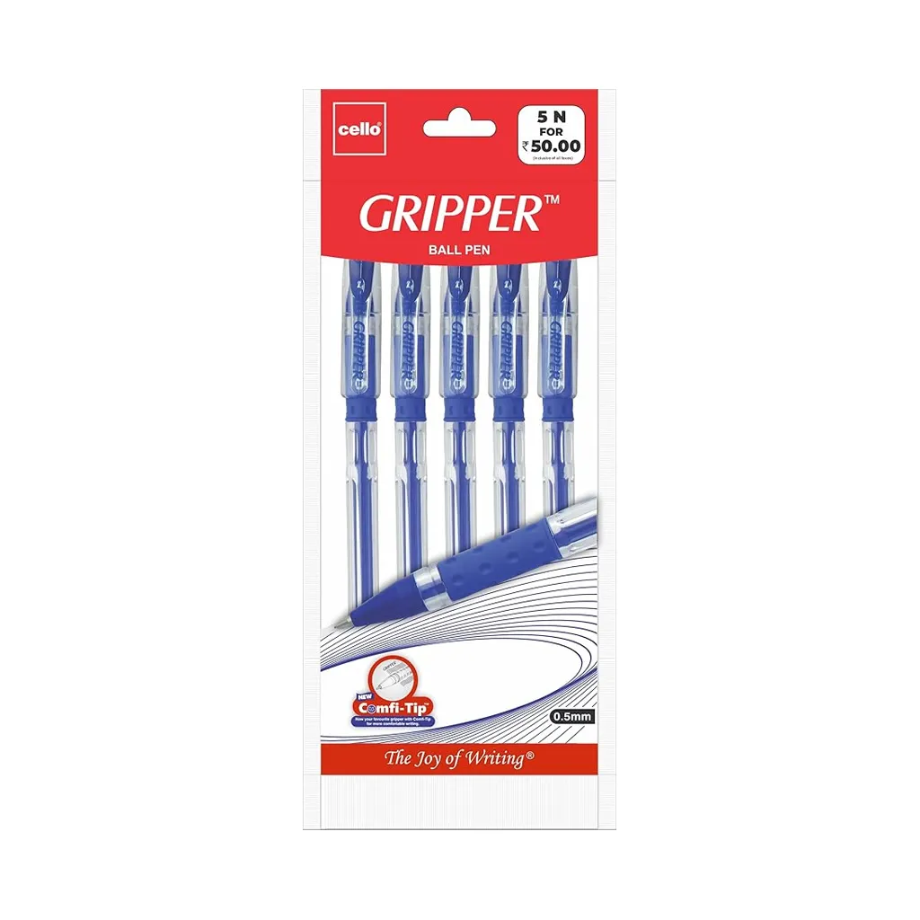 Cello Gripper Ball Pen 5 Pc Pack - Blue