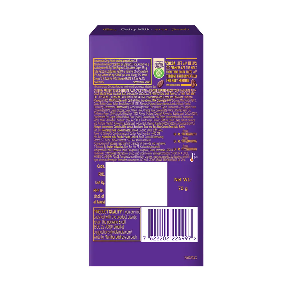 Cadbury Dairy Milk Desserts Chocolate Plum Cake 1