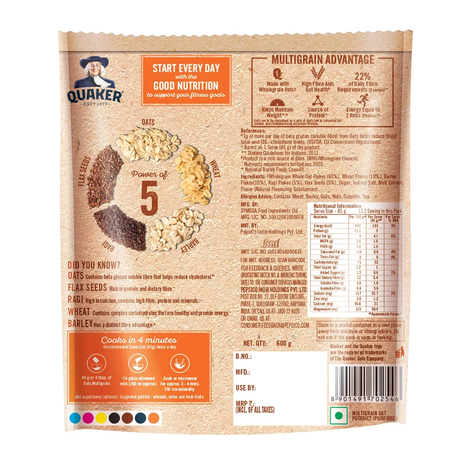 Quaker Multigrain Advantage Plus Oats 1