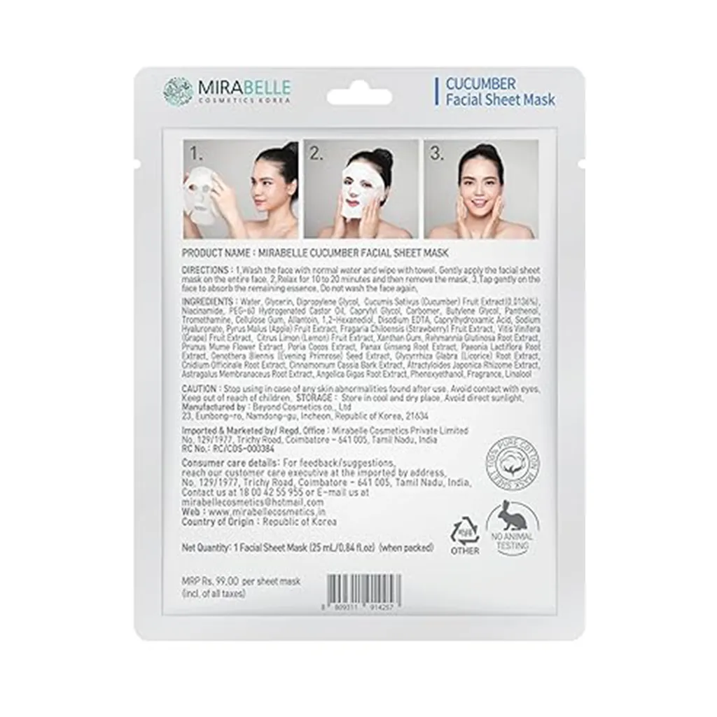 Mirabelle Korea Cucumber Fairness Facial Mask 1