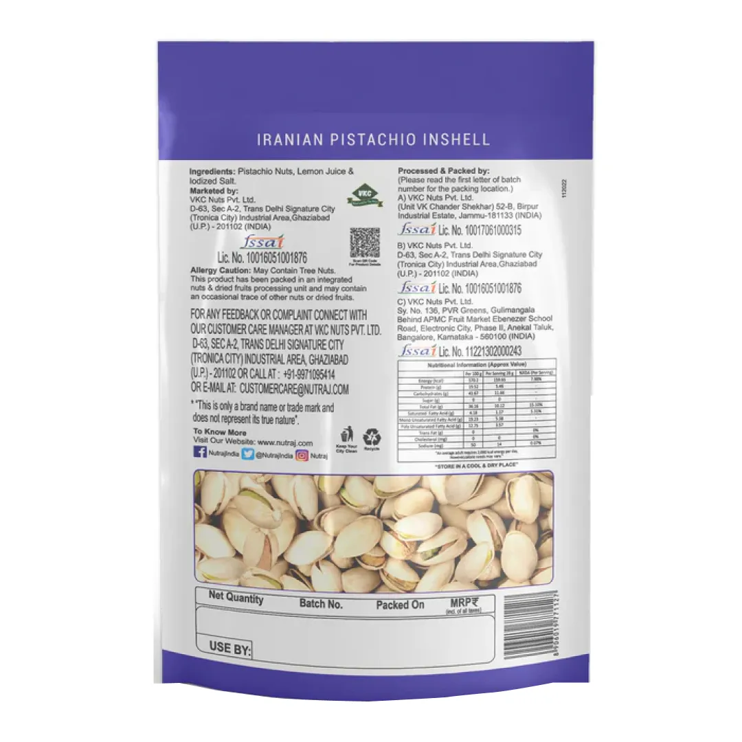 Nutraj Classic Irani Pistachio Inshell Roasted & Salted 1