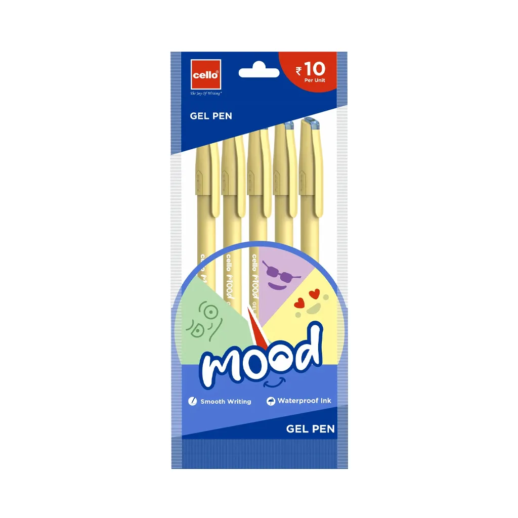 Cello Mood Gel Pen 5 Pc Pouch - Blue