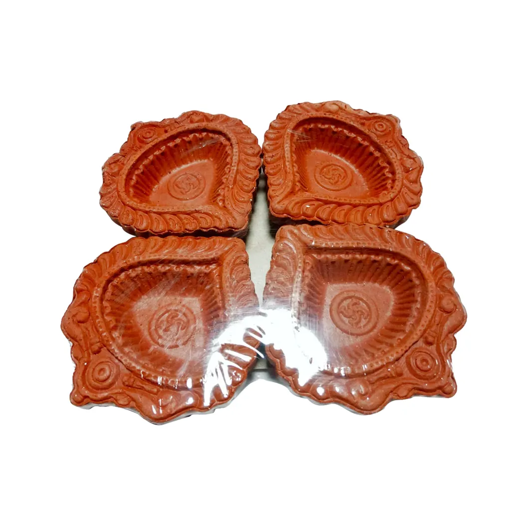 SLN Swastik Design Diya - Pack of 4