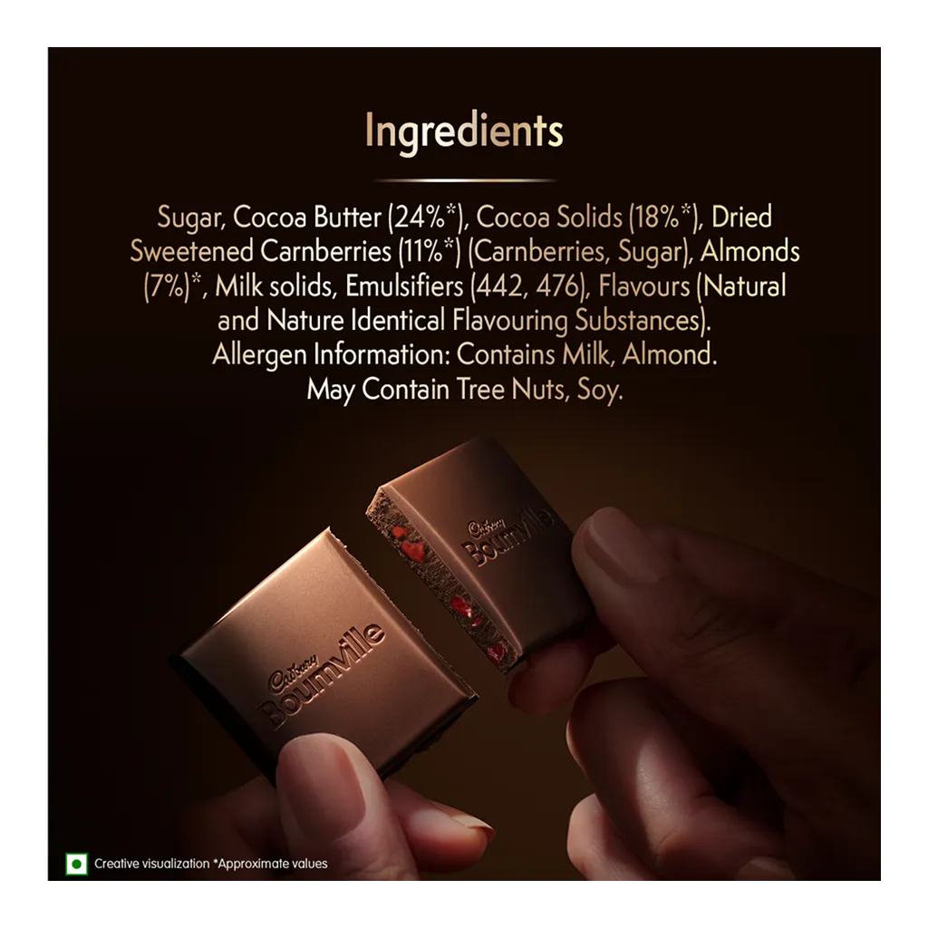 Cadbury Bournville Cranberry Chocolate Bar 2